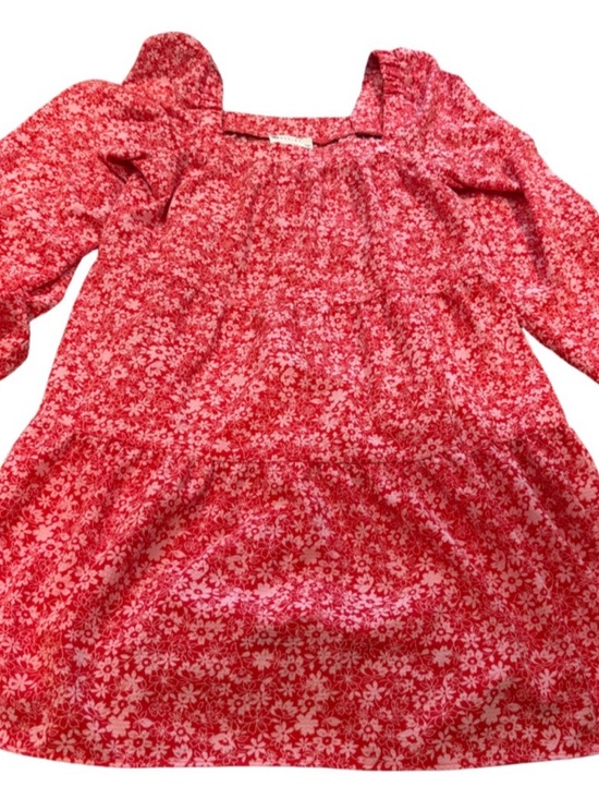 ASOS Dresses & Skirts - ASOS Red Floral Square Neck Long-Sleeve Dress Tiered Dress Size 4
